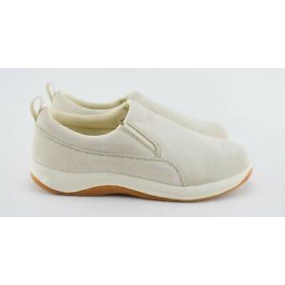 NEW Lands' end womens size 7.5 D suede leather slip-on loafer shoes Ivory